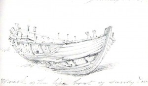 Broccas view of the wrecked Sandycove lifeboat