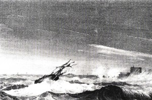 Artist’s impression of the Ellen in distress at Sandycove
