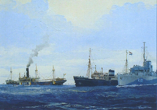 Sunk in collision in Atlantic, 19th September 1941. The Dutch Tug Thames collided with the City of Waterford in convoy OG 74 Crew rescued by HMS Deptford and transferred to Walmer Castle