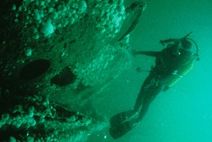 Diver at wreck of Leinster
