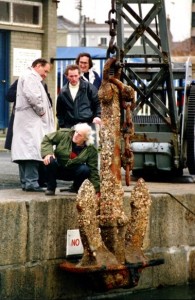 Divers recover Leinster's anchor Owner of the leinster shipwreck,Desmond Brannigan -stooped.